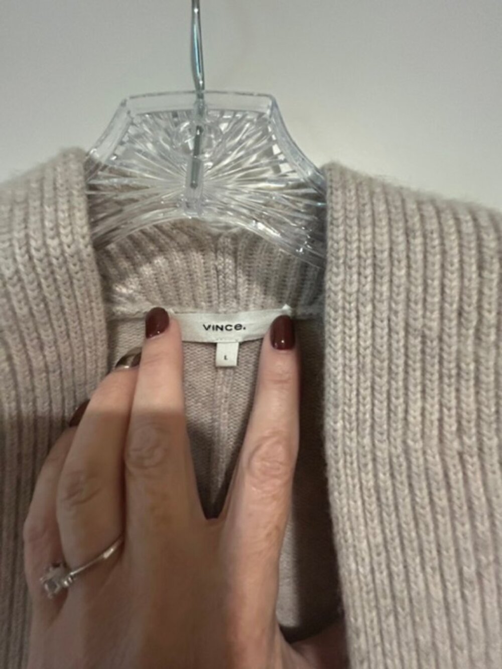 VINCE Ribbed Open Cashmere Cardigan In Marble - Large #S5055 - Picture 7 of 10